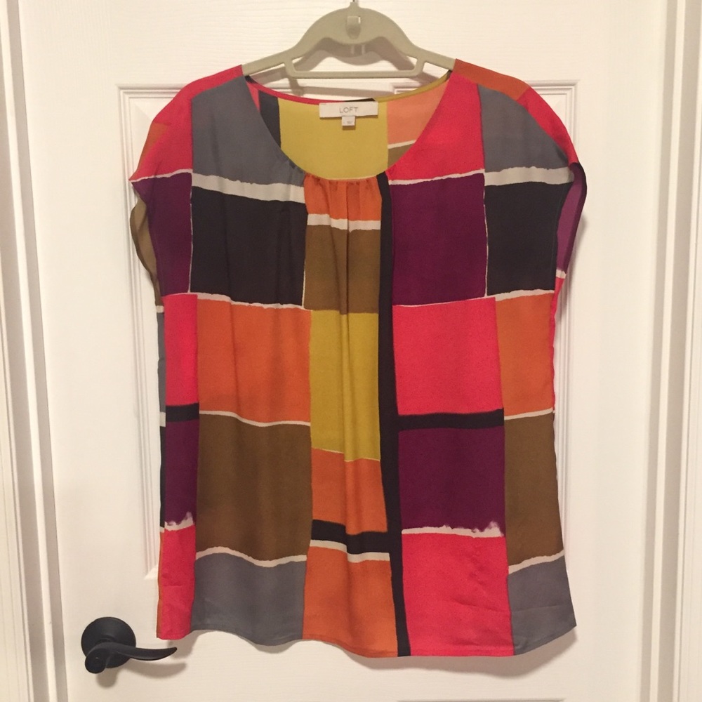 LOFT Color Block Blouse - Sz Lg